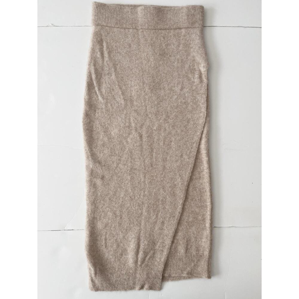 Zara Skirt Womens S Beige Wool Nylon Knit Midi Elastic Waist Special Edition